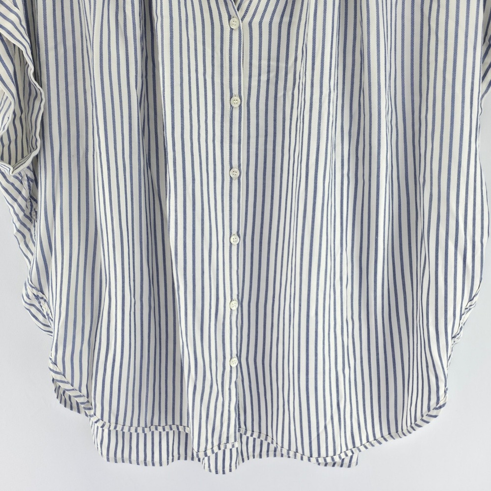 Madewell Central Shirt Women Medium Blue White Striped Dolman Sleeve Button Up - Picture 11 of 13